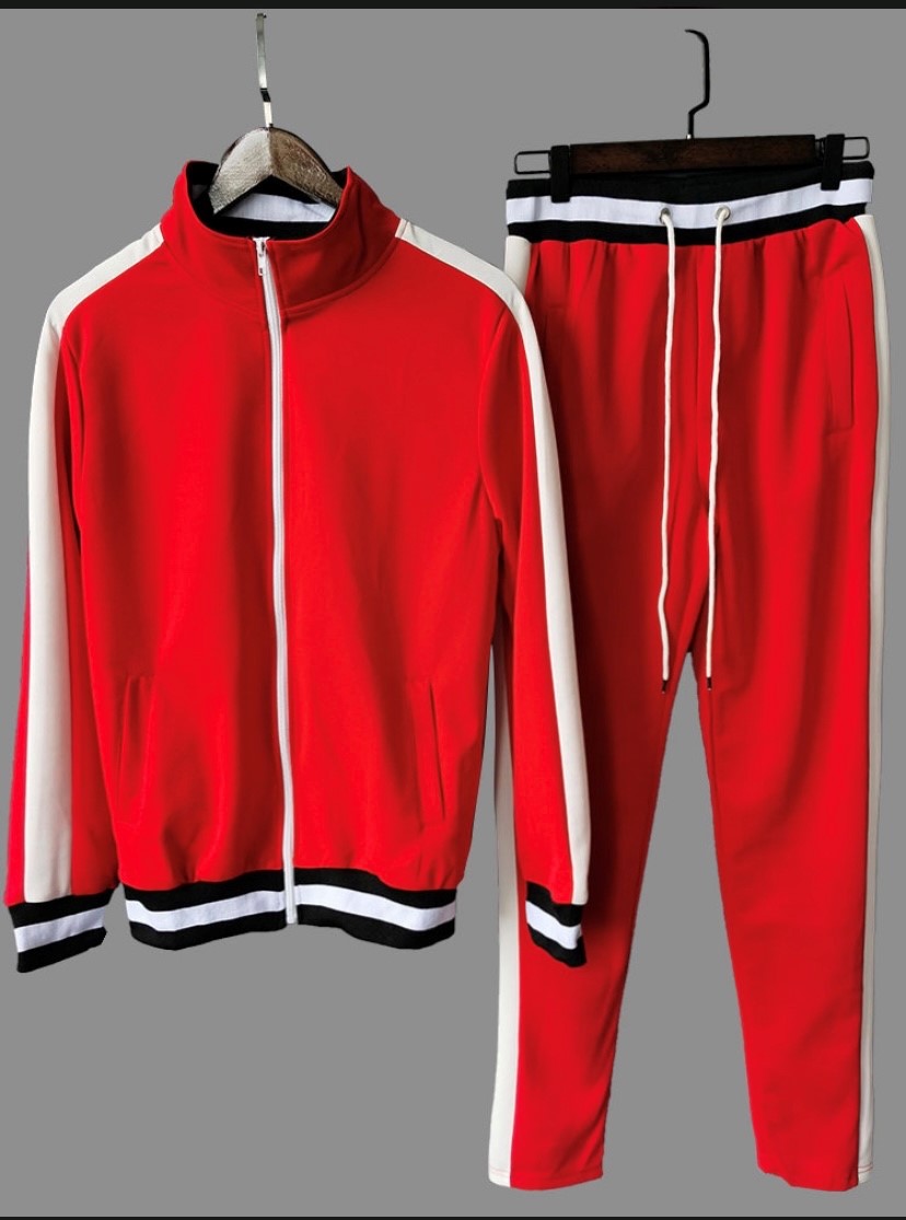Men's Stripe Tracksuits Zipper Pocket Hoodie Sweatshirt Sweatpants 2Pc –  Formal Approach
