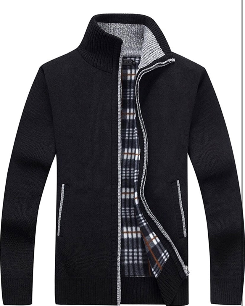 Men's Casual Slim Full Zip Knitted Cardigan Sweater with Pocket