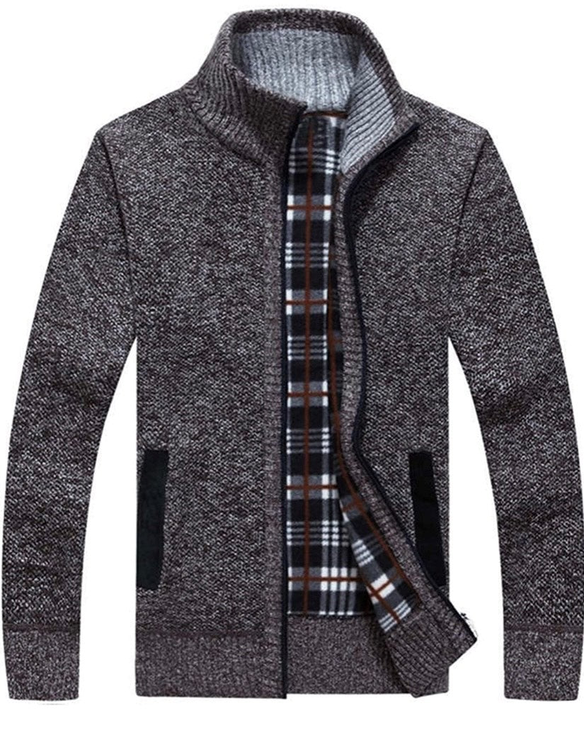 Men's Casual Slim Full Zip Knitted Cardigan Sweater with Pocket