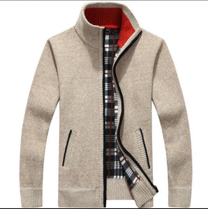 Men's Casual Slim Full Zip Knitted Cardigan Sweater with Pocket