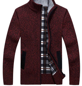 Men's Casual Slim Full Zip Knitted Cardigan Sweater with Pocket